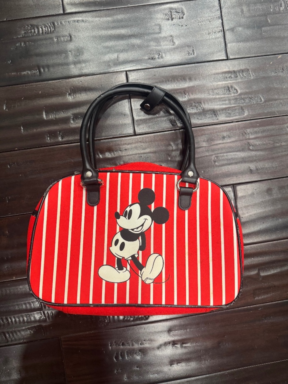 Vintage Disney Mickey & Minnie Mouse Red Handbag Purse Retro Travel
